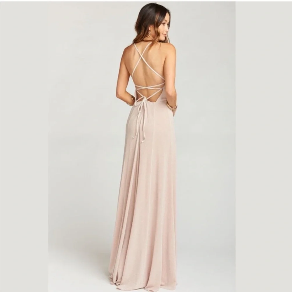 Show Me Your MuMu Godshaw Goddess Gown Backless, Shine Blush Bridesmaid Dress - Picture 5 of 6